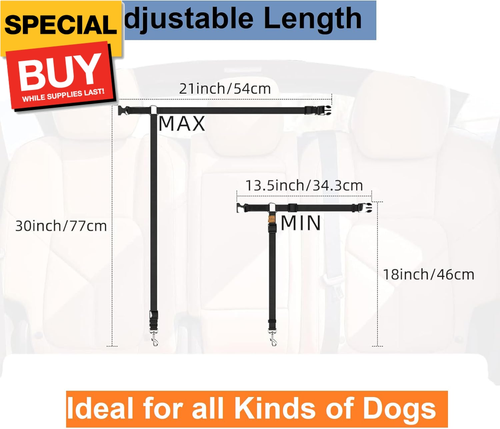 3 Pack Dog Seat Belt for Car, Car Headrest Restraint Adjustable Nylon Fabric, Do - Picture 5 of 5