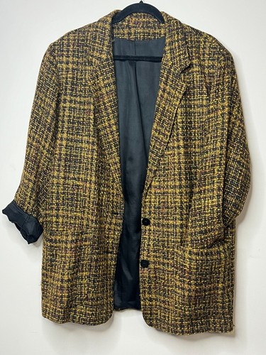 Blazer donna oversize Lasford vintage abbigliamento eccentrico nonno tg 10 giallo/nero - Foto 8 di 8