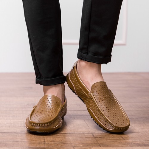 Mens Leather Slip On Loafers Casual Moccasin Boat Driving Shoes Smart Pumps Size - Picture 4 of 22