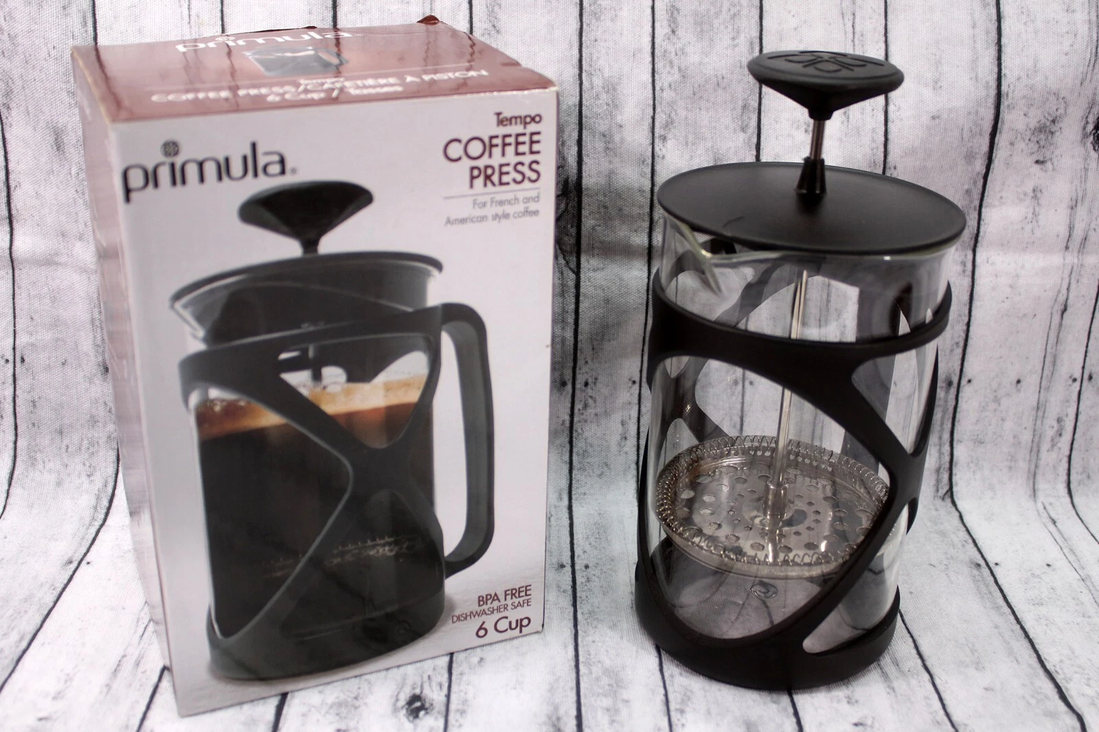 Primula Tempo Rich French & American Style Coffee Press 6 Cups, Black
