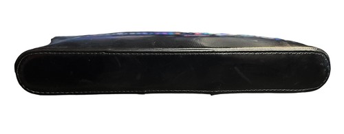 Vintage 50s 60s Mam'Selle Black Calf Leather Clutch Style Bag Handbag Handle - Picture 3 of 10