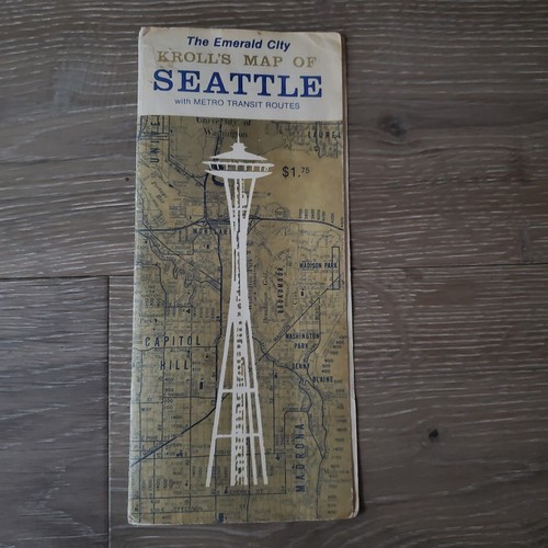 Vintage Kroll Map Of Seattle Area 1970s "The Emerald City" 24 x 21 - Picture 2 of 14