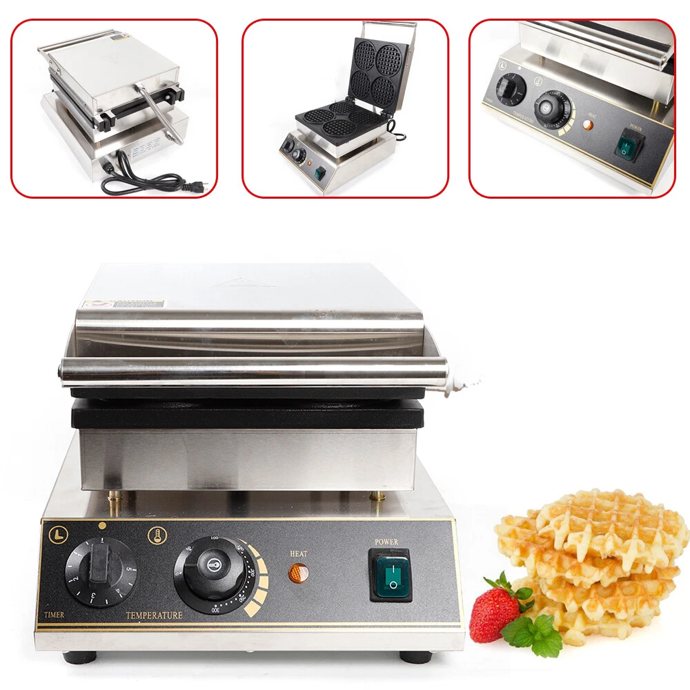 1750W Stainless steel Electric Nonstick 4Pcs Round Waffle Baker Maker Machine US