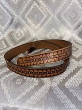 Vintage supple steer hide hand painted western leather belt size 40 USA Western