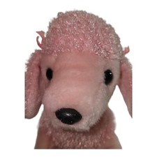 Ty The Beanie Buddies Pink French Poodle Dog Brigitte 11" Bow 2001 Retired CLEAN