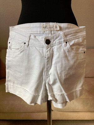 Janina denim stylish short women's jeans pants/shorts size 34 white turn up sexy