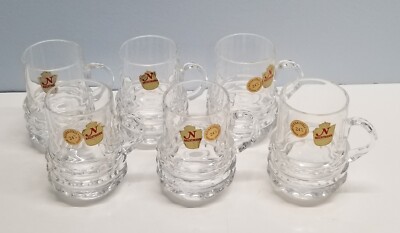 SIX Vintage Nachtmann Bleikristall 24% Lead Crystal Mini 4'' Beer Mugs Germany