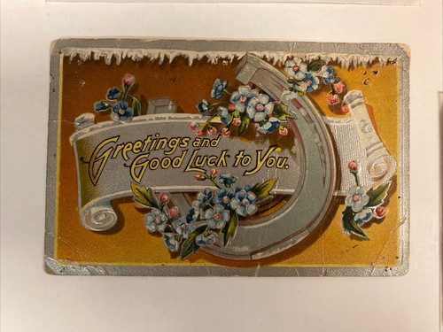 4 postales vintage en relieve, chica Gibson, granja de Pascua buena suerte 1908 1910 - Imagen 4 de 11