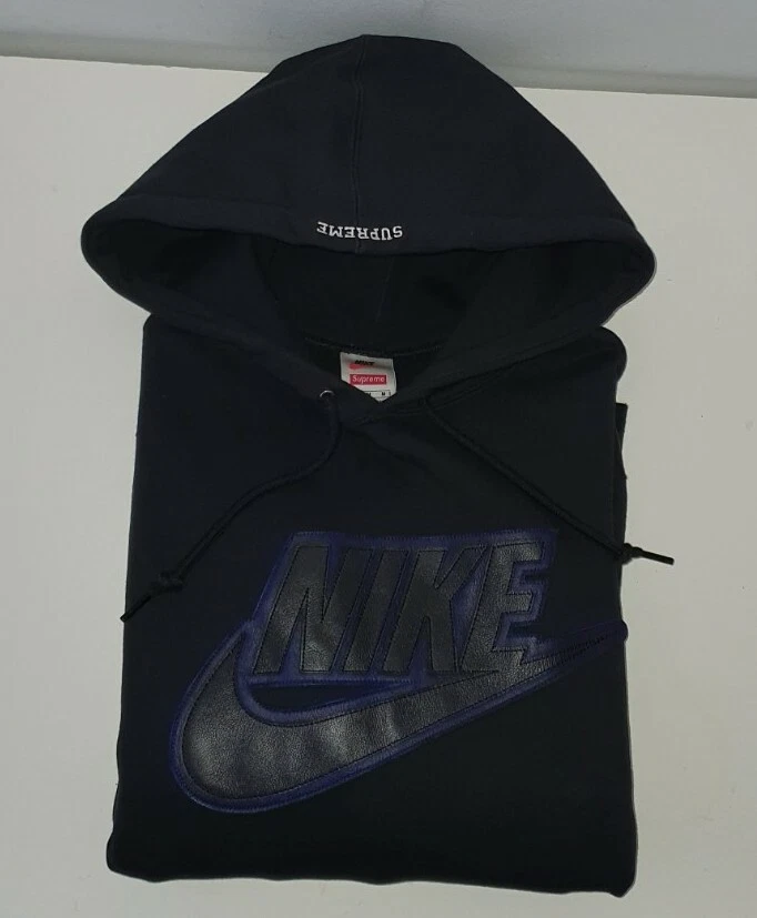 Sweat à capuche FW19 Supreme x Nike Leather Applique M noir/violet