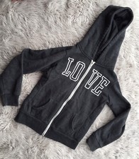 Reflex Kids Girls size S 7/8 Heather Gray "Love" Zip Front Jacket w/ Hood