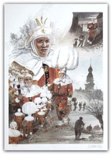 Affiche BD Jean-François CHARLES Gilles de Binche HC 75ex signé 50x70 cm