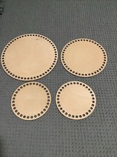 4Pcs Natural Wooden Basket Bottom Circle Shape Blank Crochet Knitting Basket W