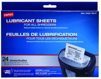 Staples Shredder Lubricant Lubricating Sheets 24/pk on sale Staples Shredder Lubricant Lubricating Sheets 24/pk on sale