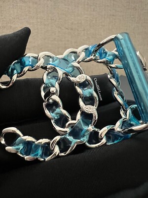 Authentic Chanel CC logo Runway Blue PVC Belt Sz.80 - New | eBay display picture 3
