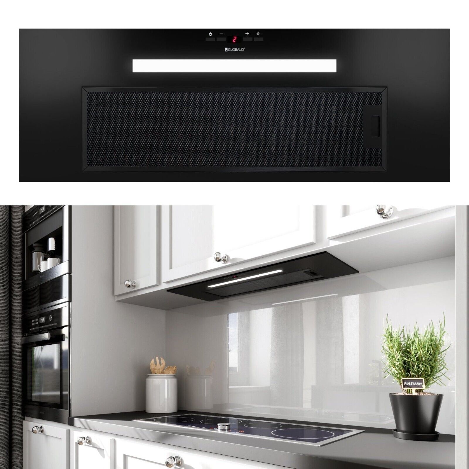 Cappa aspirante 80 cm senza testa Globalo Agdero Black cappa aspirante...