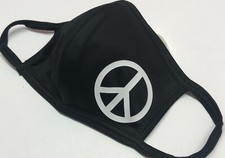 Face mask DRI-FIT 100 polyester, black color, peace customized, double layer