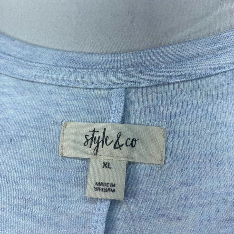 Camisa drapeada de entrenamiento Style & Co para mujer talla XL azul sin mangas cuello en V nueva Foto 3 de 4