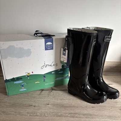 BNIB Joules Wellington Boots Black Gloss Size EUR36 Boxed Wellies New  UK