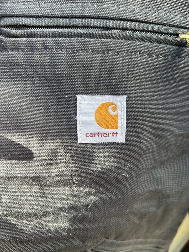Carhartt J01 BLK Black Lined Canvas Work Jacket Zip Embroidered Logo 52R, photo 4 of 5
