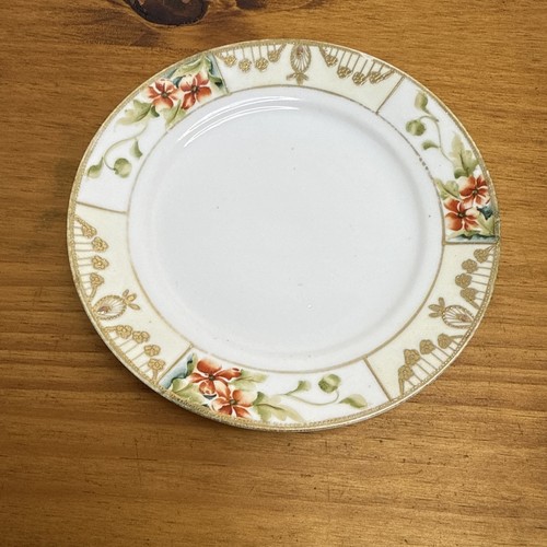 Antique 1910’s Noritake Nippon Saucer “Marked M” Japan Made Gold & Orange 6 1/8” - Picture 22 of 23