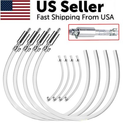 4 PCS Brake Bleeder Hose, One Way Check Valve Tube Bleeding Tool Kit Silver US