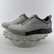 ECCO Golf S-Three BOA Waterproof Leather Golf Shoes Wht Silver Grey Mens 11 11.5