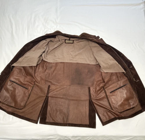GIMO'S MENSWEAR Suede XL Jacket Brown Leather Utility Safari Field Blazer Italy image 4