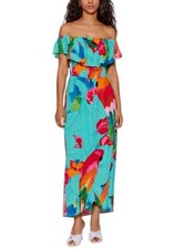 DESIGUAL Weste Pahoa Damen Kleid M Floraler Print Rüschensaum Gespalten Midi
