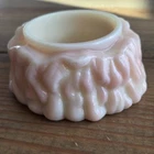 Fenton Burmese Fairy Lamp BOTTOM BASE ONLY Santa Claus Beard Pink Yellow GLOWS