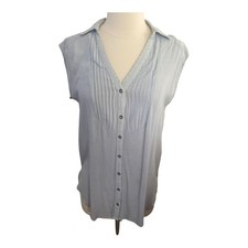 MAEVE  Oversized Anthropologie Sleeveless Blue White Striped Blouse Top Size 4