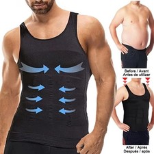 Mens Slimming Body Shaper Belly Chest Compression Vest Girdle T-Shirt Tank Top