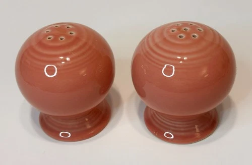 Fiestaware Rose Pink Salt Pepper Ball Shakers  w/ Stoppers Homer Laughlin