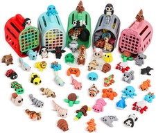 20 PCS 3D Printed Animals, Mini 3D Printed Animal Figurines with Cage, Flexible