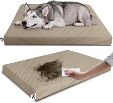 Waterproof Dog Bed for Crate Pad, Leather Brown Hair Resistant Dog Beds with ...