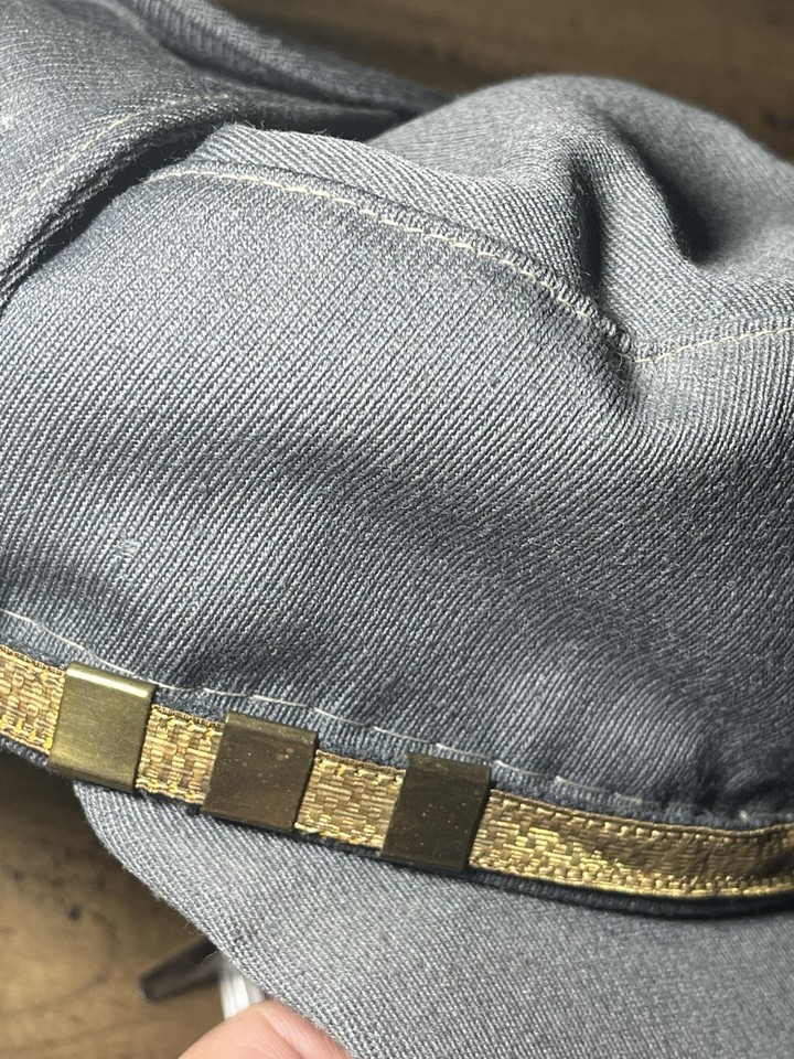 WWII GERMAN ALLGEMEINE SS OFFICERS BLACK VISOR CAP WITH WHITE PIPPING