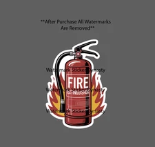 Fire Extinguisher Sticker Waterproof Decal Flames Danger Caution Beware Gift NEW