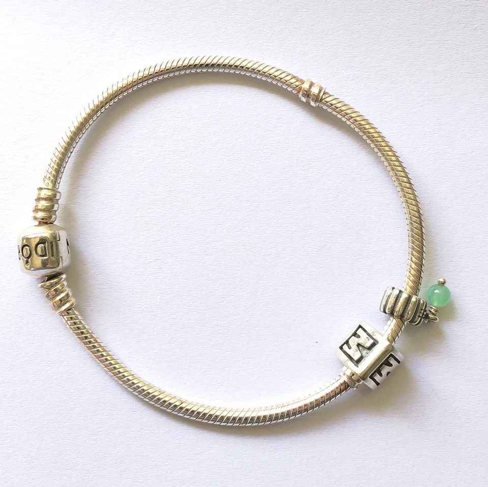 Auténtica pulsera Pandora y 2 dijes de plata de ley, caja, M - piedra de nacimiento mayo Foto 3 de 4