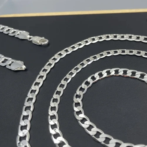Men'S 925 Sterling Silver Necklace 2/4/6/8/10/12MM 40-75Cm Face Chain Necklace L - Picture 2 of 18