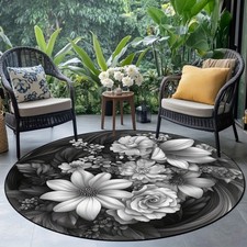 100cm 100cm1pc Elegant Floral Area Mat -  Round Mat with Accents, Durable Polye