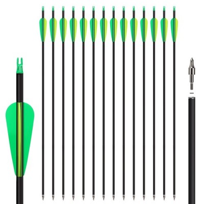14 Pack 30 Archery Carbon Arrows,Practice Hunting Arrow with Removable Tips Shaf