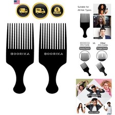 Afro Hair Pick Comb for Women Men, 7.5 In Smooth Sturdy Wide Tooth for Deta...