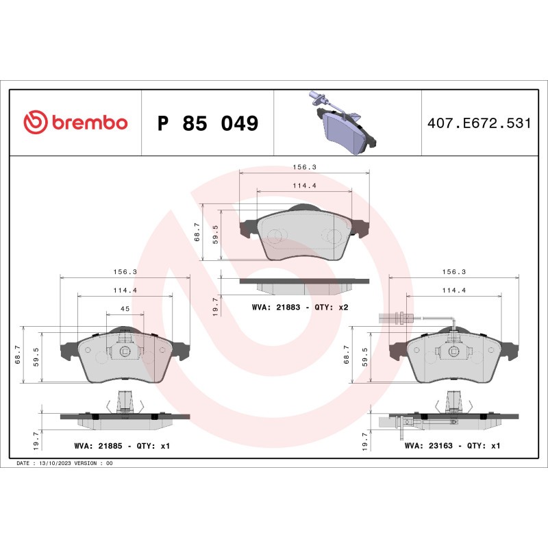 Brembo Bremsbelagsatz, Scheibenbremse [Hersteller-Nr. P85049] für VW - Bild 3
