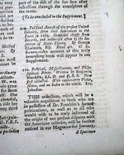 FORT STANWIX John Johnson Siege Revolutionary War Ben Franklin 1779 Magazine 