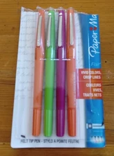 Set of 4 Paper Mate Flair Vivid Colors Crisp Lines M felt Tip Pens FREE US SHIP