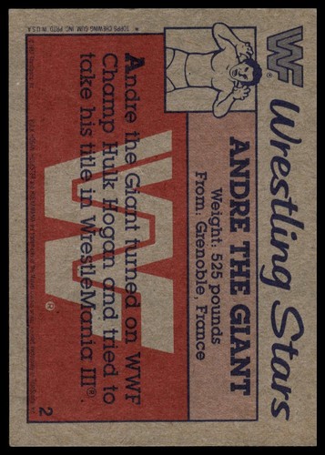 1987 Topps WWF #2 Andre the Giant - Imagen 2 de 2