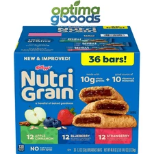 Nutri-Grain Bars Variety Pack 36 Count 1.3 oz Each – Assorted Flavors, Fresh.