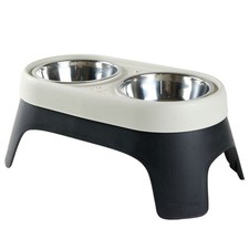 Elevated Dog Cat Bowls Raised Pet Feeder Stand Stainless Steel Double Food Water