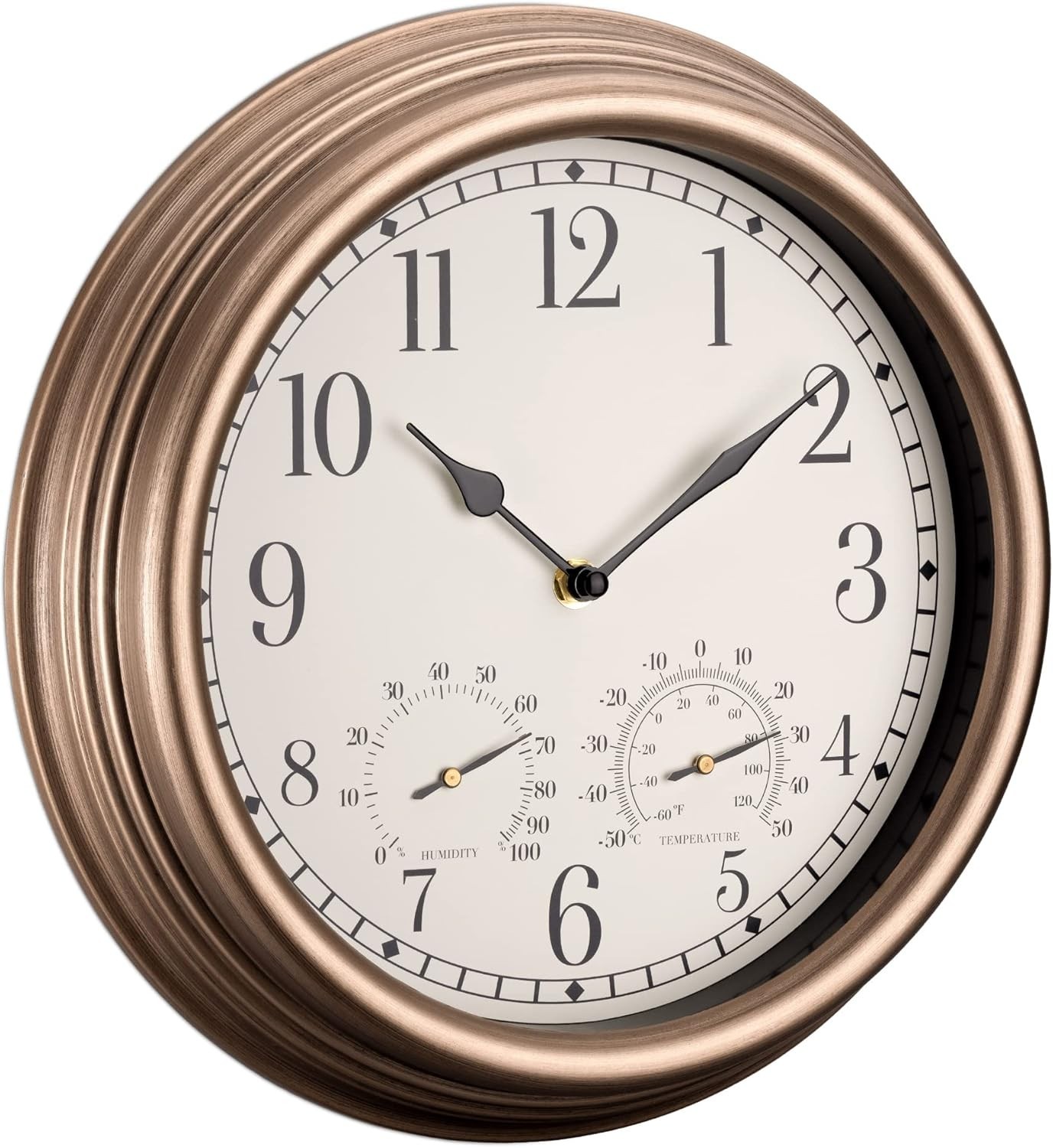 Waterproof Outdoor Clock - 12 inch Large Outdoor Clock and T