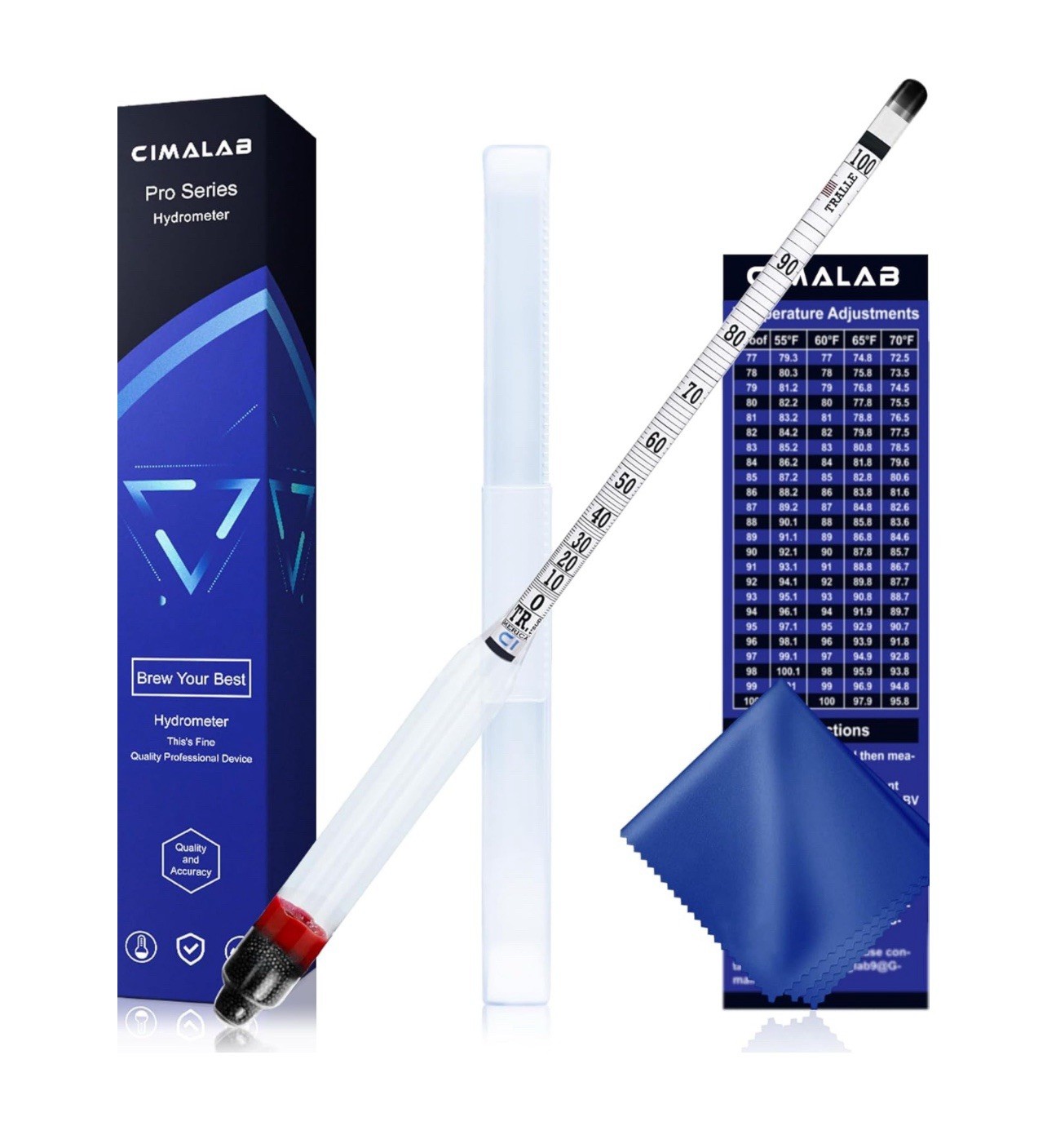 Cimalab Hydrometer Alcohol Meter Kit, 0-200 Proof &...