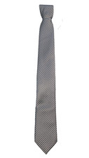 Bespoke New York Tie Mens Navy Blue White Woven Silk Geometric Pattern Classic